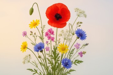 Fototapeta premium Vibrant wildflower bouquet arrangement.