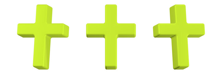 Fototapeta premium cross Christ icon 3d render yellow color
