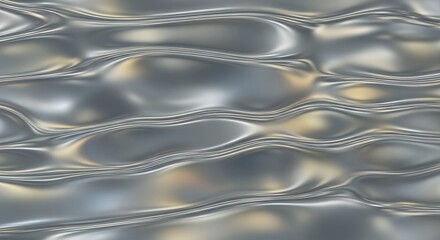 Obraz premium Seamless Metallic Fabric Texture with Fluid Waves and Subtle Golden Hues Reflecting Light