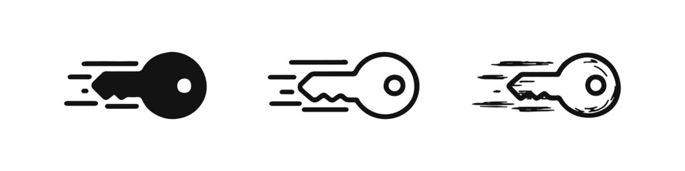 Fast Key Access and Quick Security Icon Set in Solid, Outline, and Hand-Drawn Styles