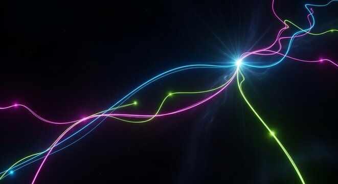 Bright Energy Tendrils Connected in Dark Abstract Space