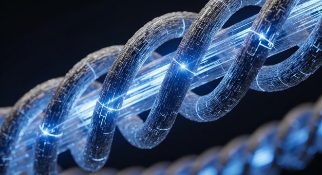 Close up of a glowing blue superconducting wire