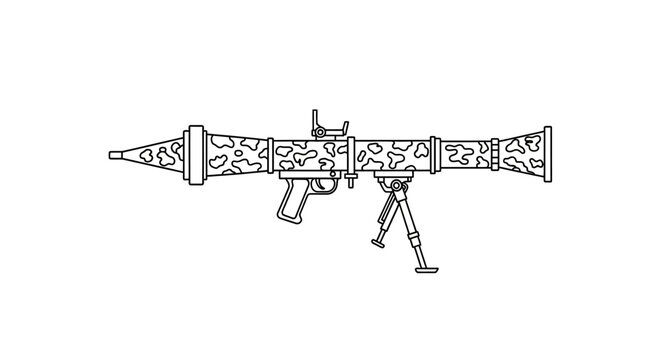 Vector illustration of a rocket-propelled grenade launcher with bipod, camouflage pattern