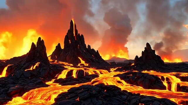 Lava flow mountain landscape
