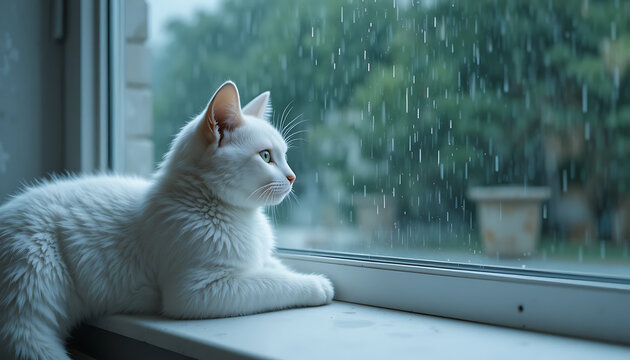 Beautiful view and seen beautiful background and wallpaper hd picture beautiful white cat on window 
