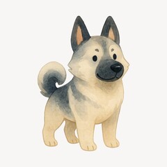 Adorable watercolor cartoon dog.