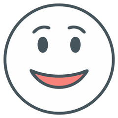 Fototapeta premium A simple graphic illustration of a happy face with a wide smile and closed eyes