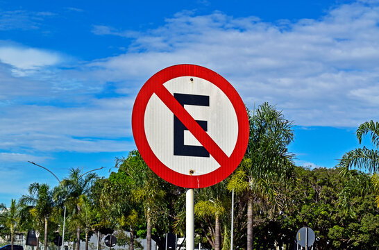 No parking traffic sign in Brasilia, Federal District, Brazil