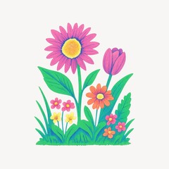 Fototapeta premium Vibrant floral illustration design