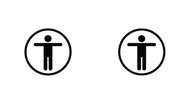 Simple black and white vector graphic illustration of accessible restroom signs for public facilities