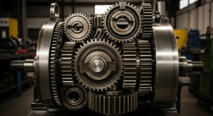 Fototapeta premium Intricate Mechanical Gears and Cogs in Industrial Machinery