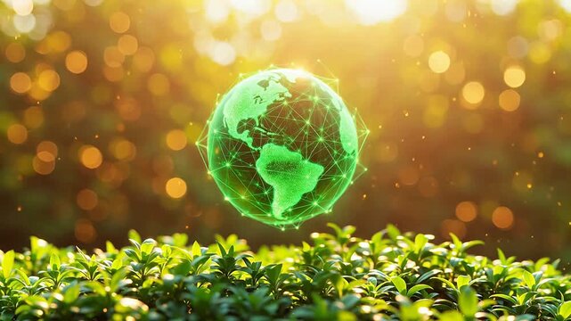 Green globe over leafy plants