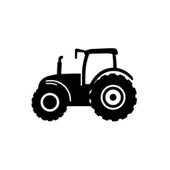 Obraz premium Tractor silhouette icon logo design. Agricultural farm vehicle sign and symbol. Farming machinery vector illustration isolated on white background.