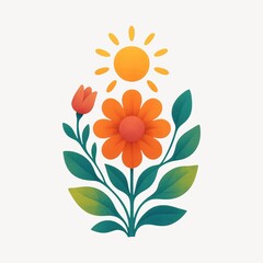 Fototapeta premium Vibrant floral sun illustration