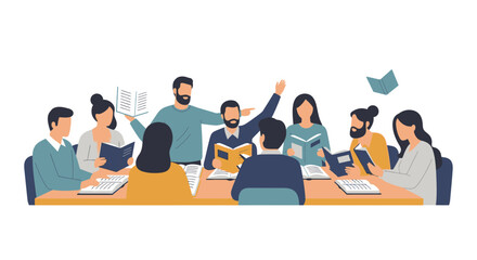 Diverse group of students engaged in lively classroom discussion