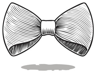 Bow tie engraving illustration classic formal wear accessory monochrome drawing elegant decor for cards invitations posters fashion element