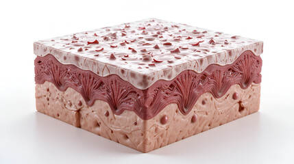 saggy skin layer and skin cells, 3D rendering.