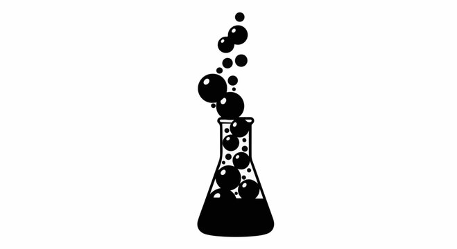 Bubbling liquid in a science flask, symbolizing research and discovery.