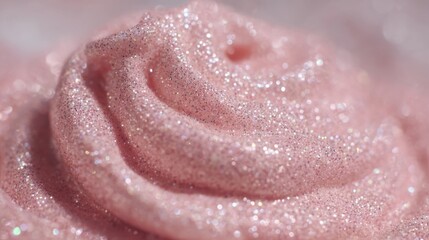 Fototapeta premium Delicate Pink Cream Swirl with Shimmering Glitter Details