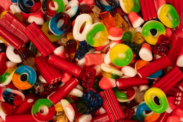 Assorted colorful gummy candies. Jelly  sweets.