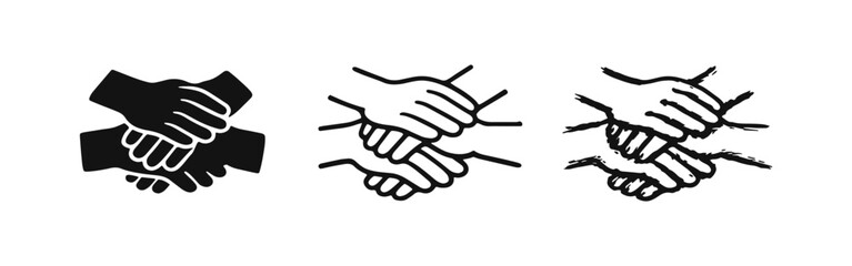 Handshake Icon Set - Business Agreement, Partnership and Cooperation Symbol © drawing lines