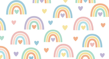 Obraz premium A colorful pattern of pastel rainbows and hearts creates a cheerful backdrop presented as a silhouette high quality professional detailed modern