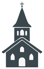 Simple Church Building Illustration With Cross On Top Of Steeple