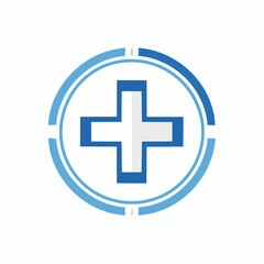 Obraz premium Blue cross emblem representing healthcare, medical services, and emergency aid