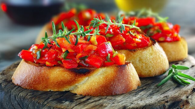 Homemade Italian bruschetta with tomatoes