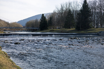 rzeka, wodospad, woda, przyroda, góry, las, kamienie, strumyk, wisła, natura, krajobraz © Estera
