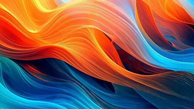 Digital orange blue gradient layered wave abstract background
