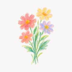 Fototapeta premium Colorful pastel flower illustration