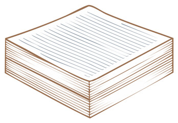 Stack of paper sheets for business or education work in line art style