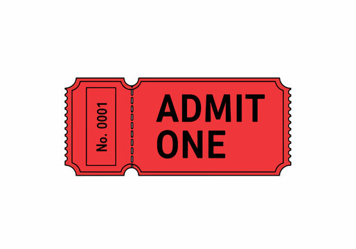 Minimalist admit one ticket with bold lettering and simple vintage layout