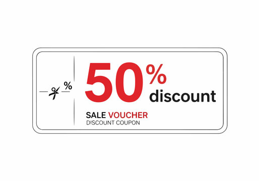 Modern shopping coupon with 505 percent discount and shop now button for seasonal promotion campaign