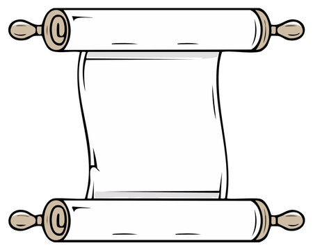 Empty Scroll Unfurling Between Two Rolling Pins Symbolizing Text and Recipes