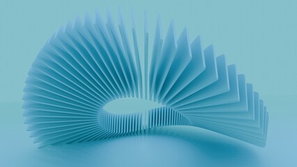 A circle made of blue plastic rectangle shapes. 3d rendering.