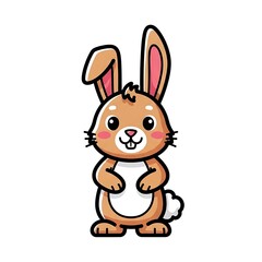 Adorable Cartoon Bunny Standing on Hind Legs.
