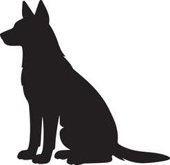 Dog Sitting Silhouette Vector Isolated on White Background