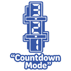 Pixelated digital countdown timer icon with retro video game style design showing numerical display segments isolated