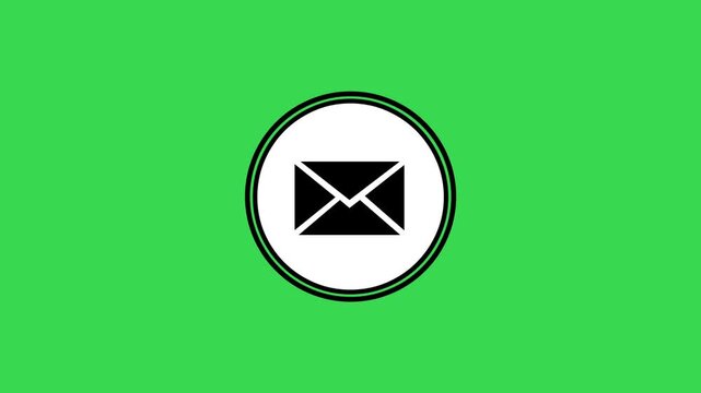 Animation Message and Email Envelope Icon on Green Screen