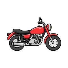 Fototapeta premium Red Motorcycle Illustration Side View.