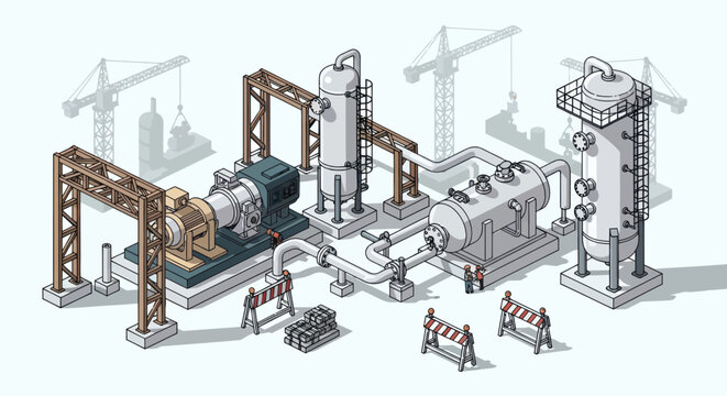 Industrial machinery and equipment in a factory setting.