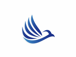 Blue Wings Bird Flying Silhouette Vector Illustration for Logistics Delivery Services and Freedom Travel Brand Identity