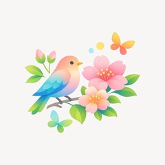 Fototapeta premium Colorful bird with flowers