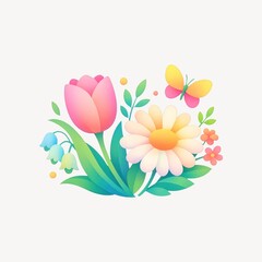 Fototapeta premium Colorful floral spring illustration.