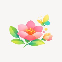 Fototapeta premium Colorful floral butterfly illustration