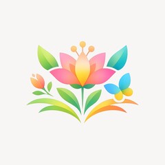 Fototapeta premium Colorful floral and butterfly illustration.