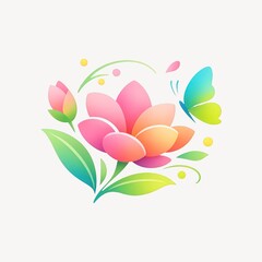 Fototapeta premium Colorful floral butterfly illustration