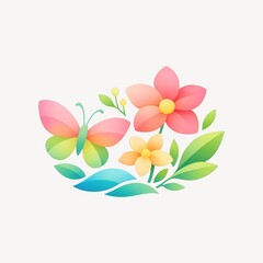 Fototapeta premium Colorful butterfly and flowers